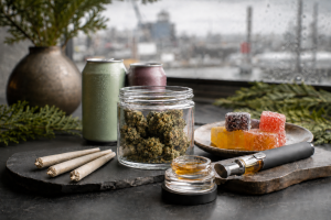 Cannabis flower, pre-rolls, vape, concentrates, gummies, and beverages representing popular Tacoma products